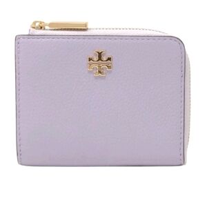 Tory Burch Carter Leather Zip Coin Pouch With Key Ring Pale Lavender